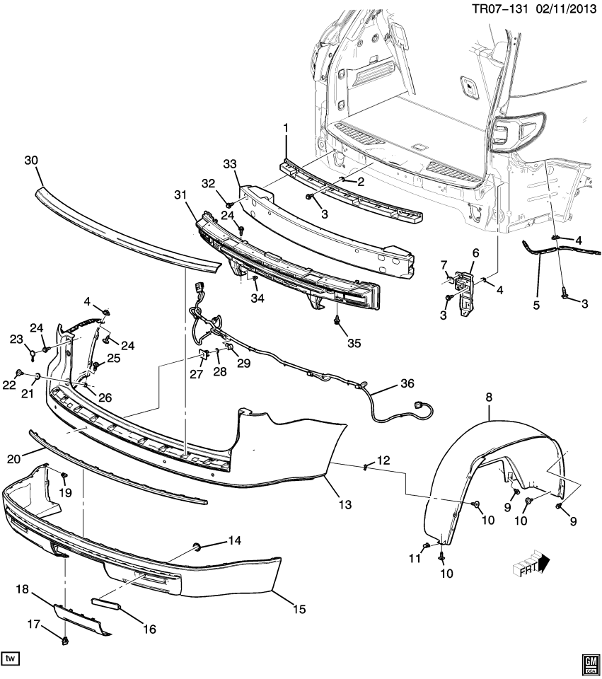 GM 84004714 Harness Asm-Rear Object Alarm Sensor Wiring