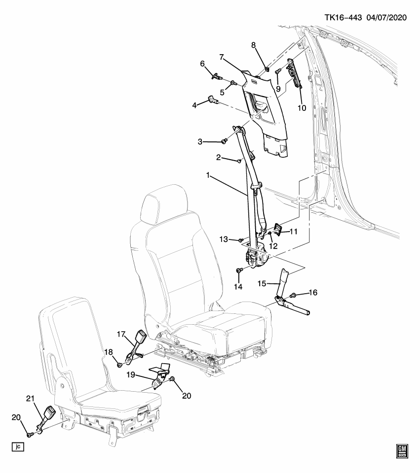 GM 84253647 Retractor Asm-Front Seat Belt *Black