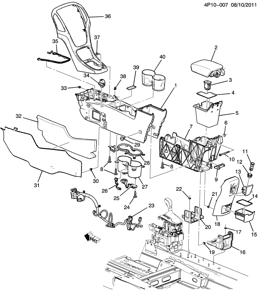 GM 22865954 Console Asm-Front Floor *Cocoa