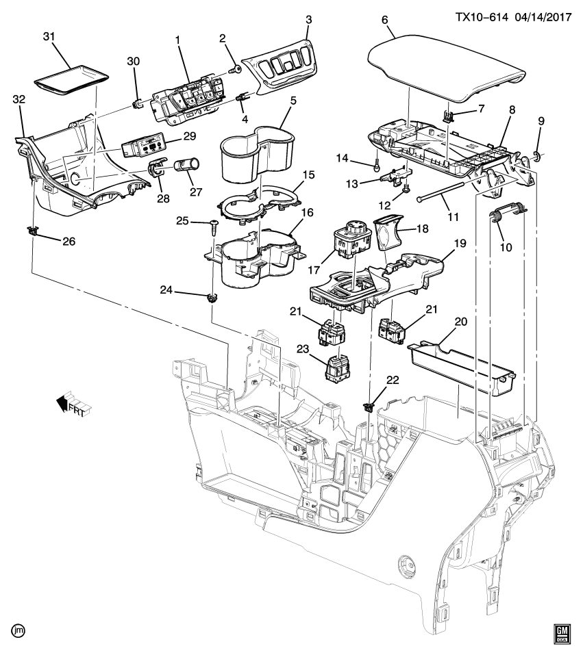 GM 84564744 SWITCH ASM-FLR CNSL ACSRY FUNCTION *JET BLACK