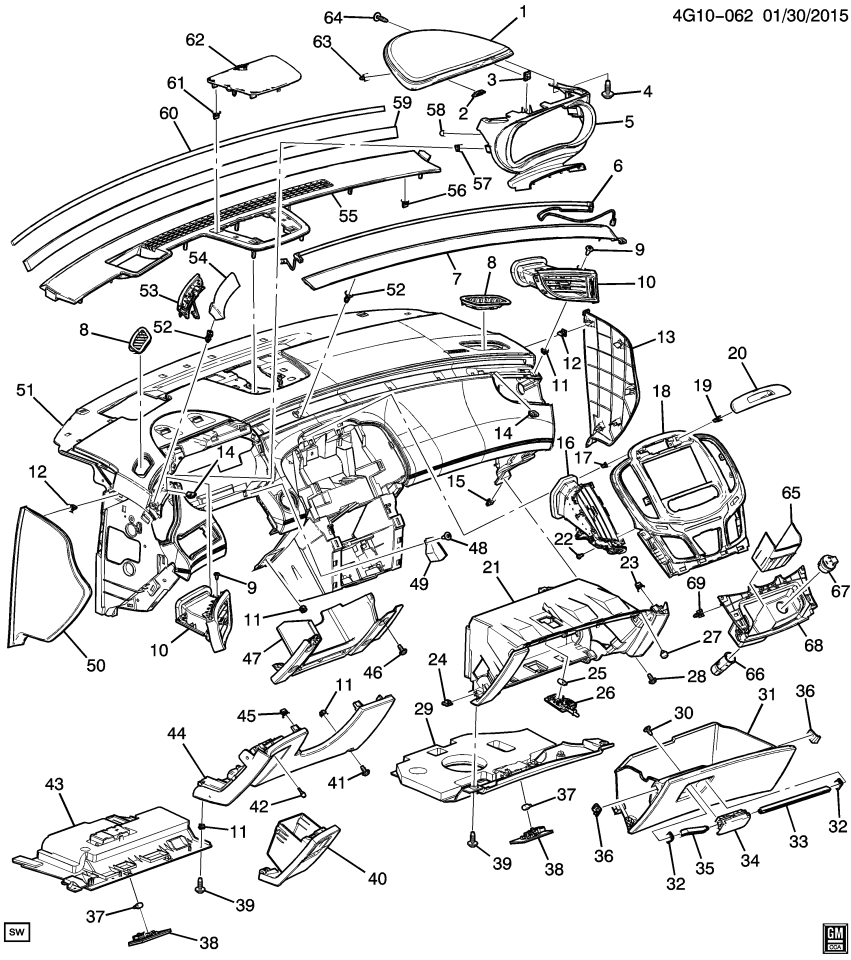 GM 90921724 Insert-Front Floor Console Front *Black