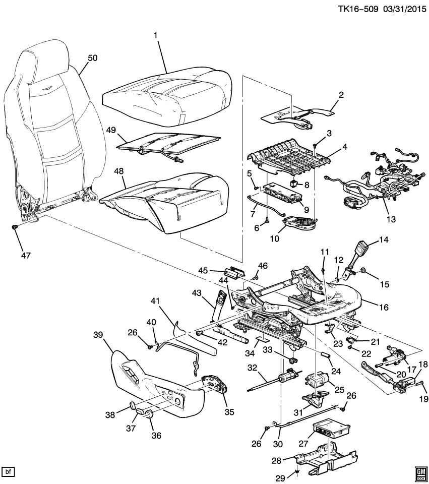 GM 23250253 Bracket-Front Seat Cushion Wire Harness