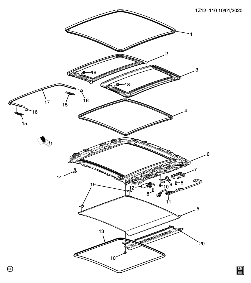 GM 84565709 GUIDE, SUN RF S/S
