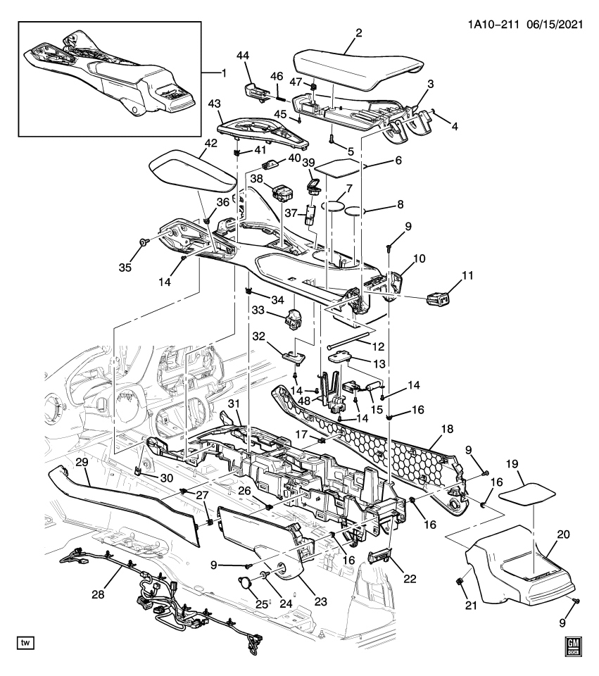 GM 23200647 Pin-Front Floor Console Armrest Pivot