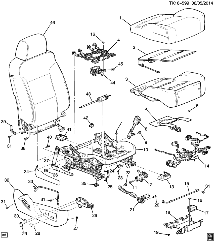 GM 84081309 Harness Asm-Front Seat Cushion Wiring