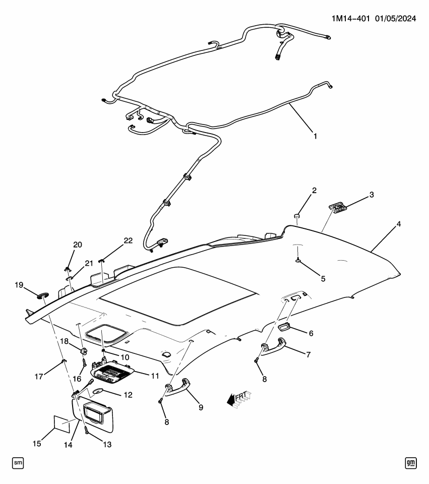 GM 26371350 LAMP ASM-R/RL R/SEAT POSN RDG & CTSY *BACKEN BLACKK