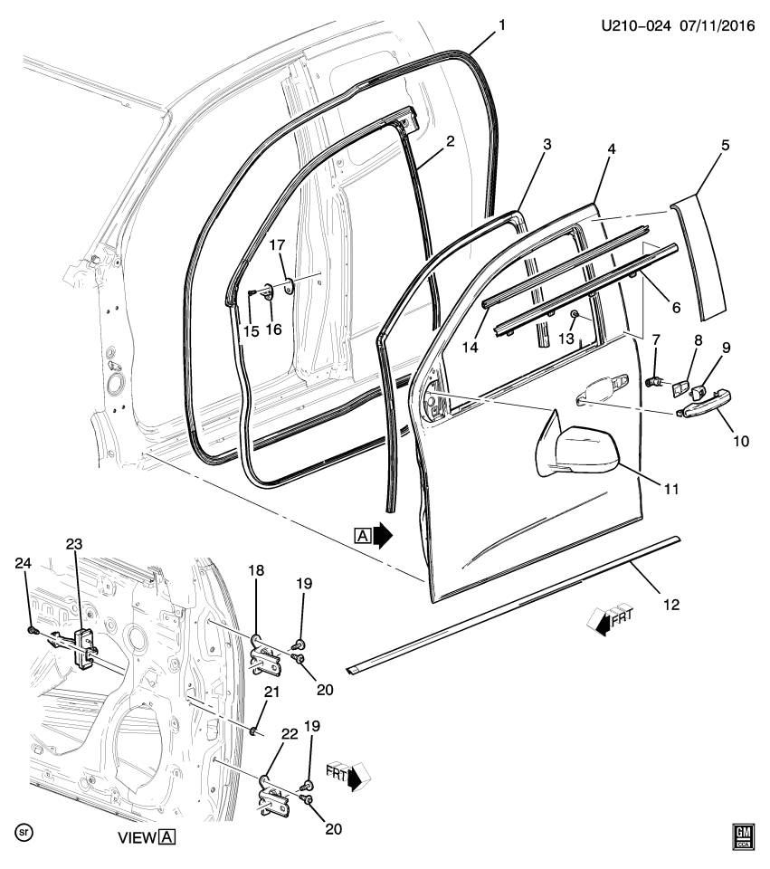 GM 23258107 Sealing Strip Asm-Front Side Door Window Inner