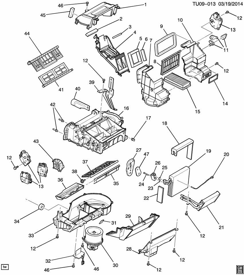 GM 10364924 Bolt/Screw-Heater & A/C Evaporator & Blower Module (Bolt Kit)