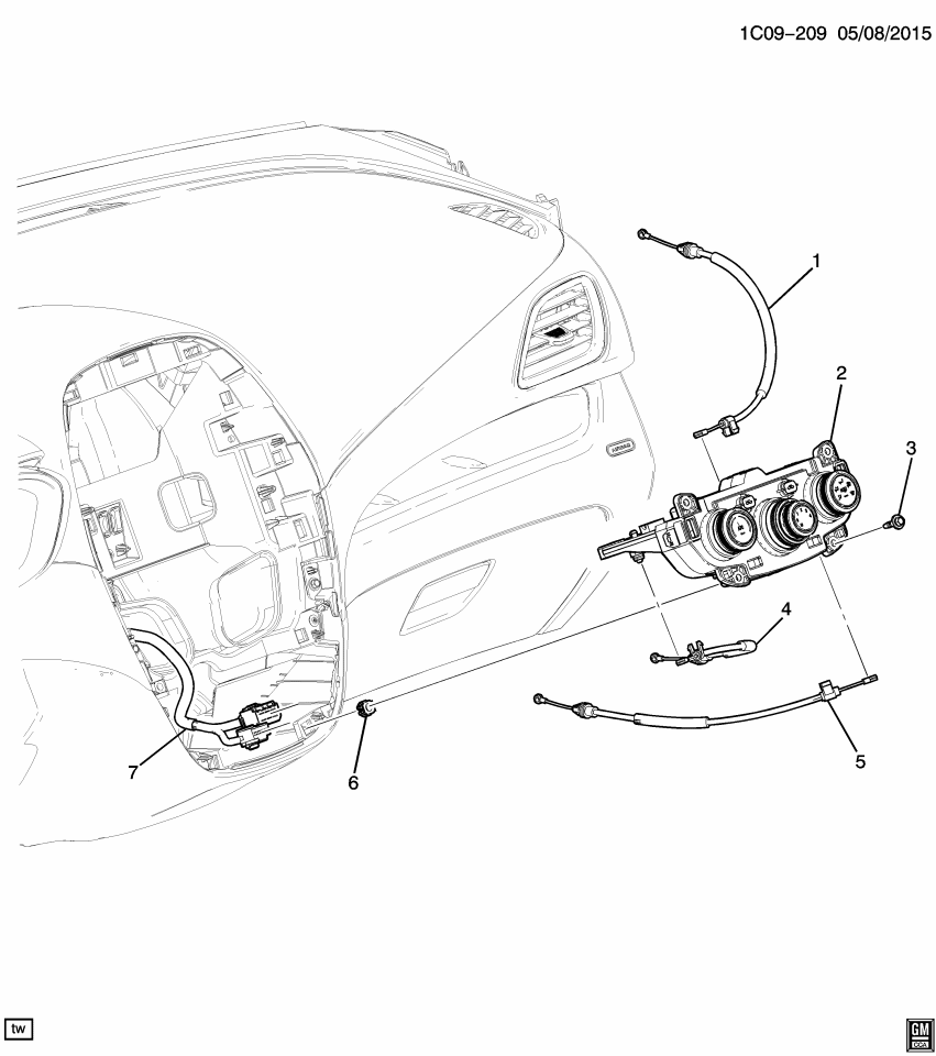GM 42620149 Heater & Air Conditioner Control Assembly (W/ Cable Cont)