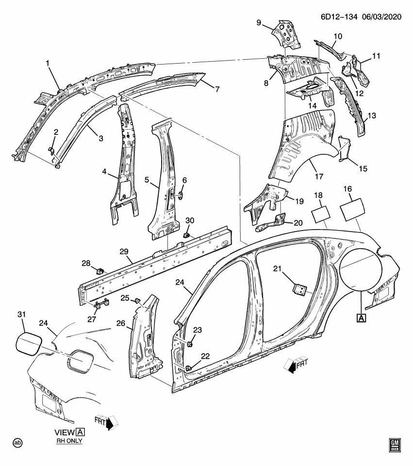 GM 84029590 BRACE ASM-QTR INR PNL