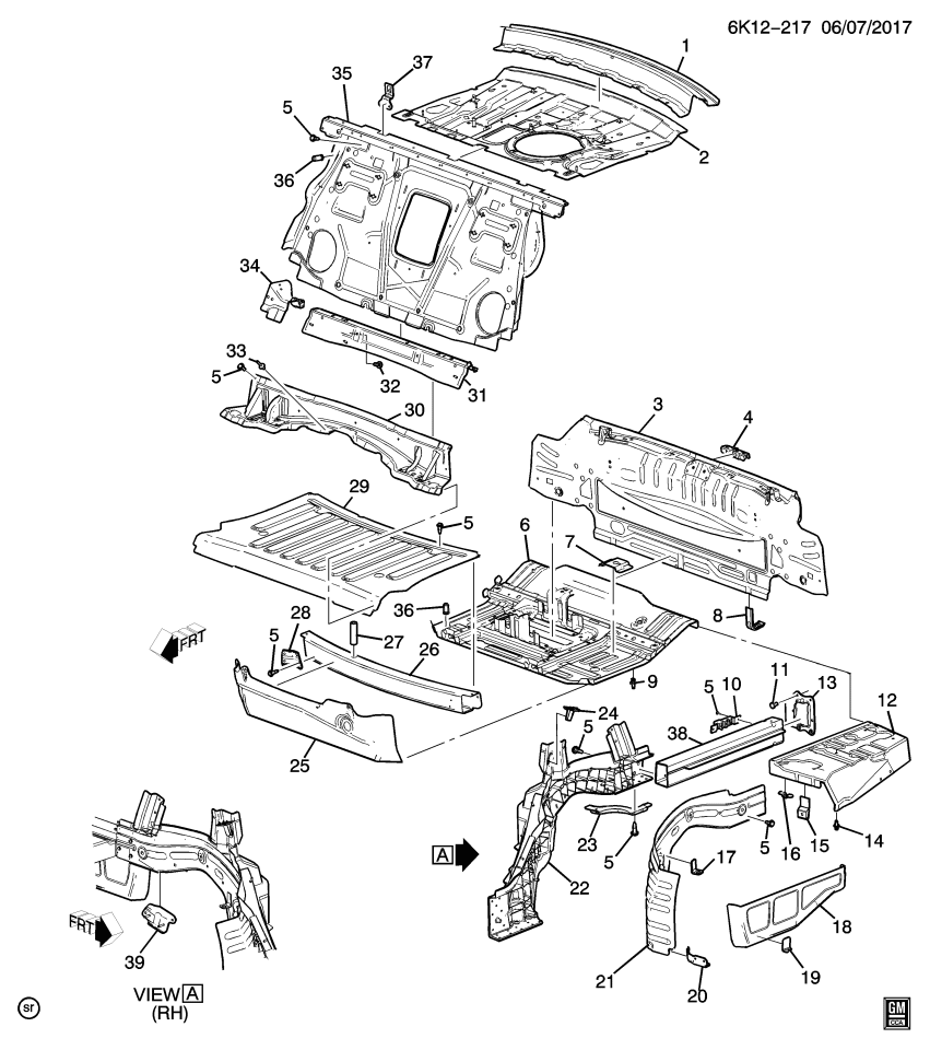 GM 22993815 Extension-Rear Floor Panel Front