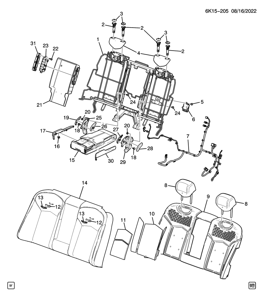 GM 23406894 Pad-Rear Seat Back