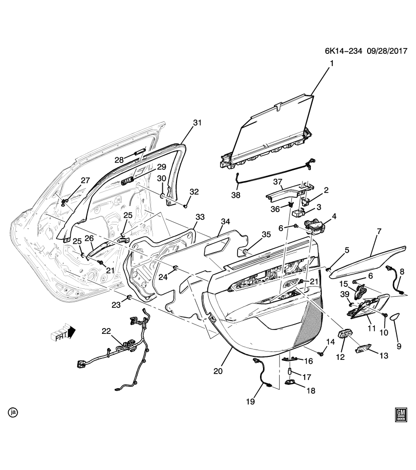 GM 84095003 Trim Asm-Rear Side Door *Maple Sugar