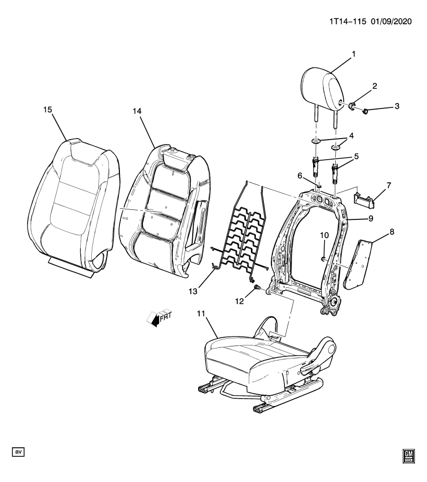 GM 42642061 NUT-F/SEAT BK FRM DPNR