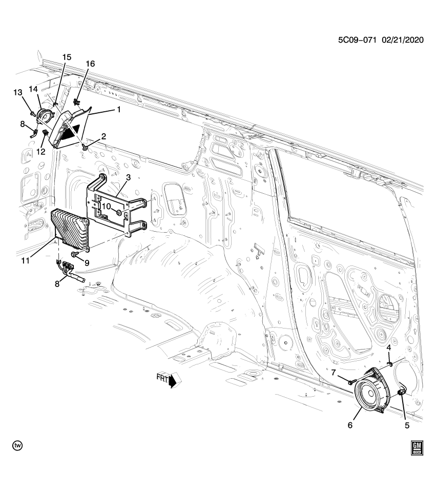 GM 11602876 BOLT, RDO FRT S/D SPKR