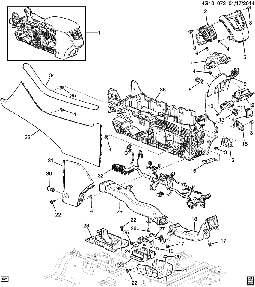 GM 90904941 Housing, Front Floor Console