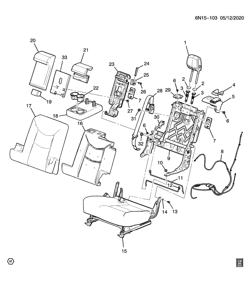 GM 84105236 Cover-Rear Seat Back Center Upper *Wheat