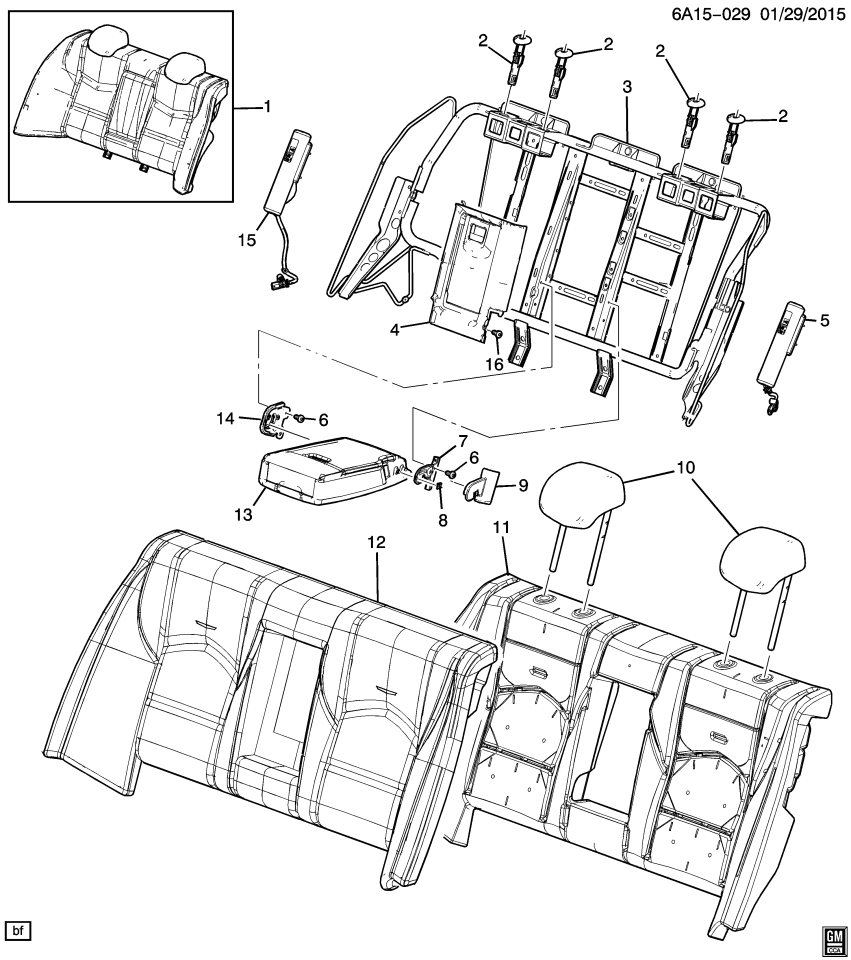 GM 13579077 Clip-Rear Seat Armrest