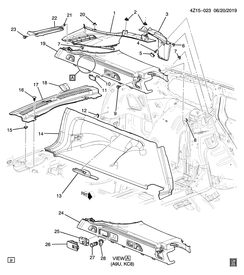 GM 39023796 Bracket Asm-Quarter Upper Trim Panel *Gray Y