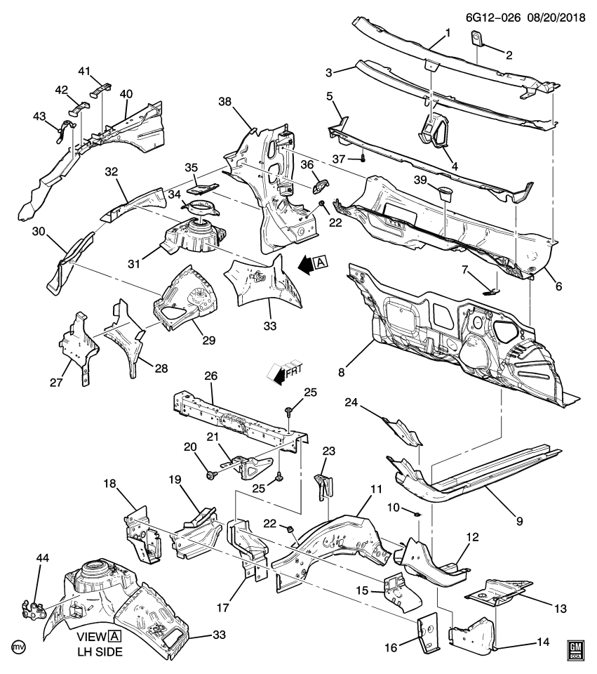 GM 23108335 REINFORCEMENT,PLNM UPR PNL