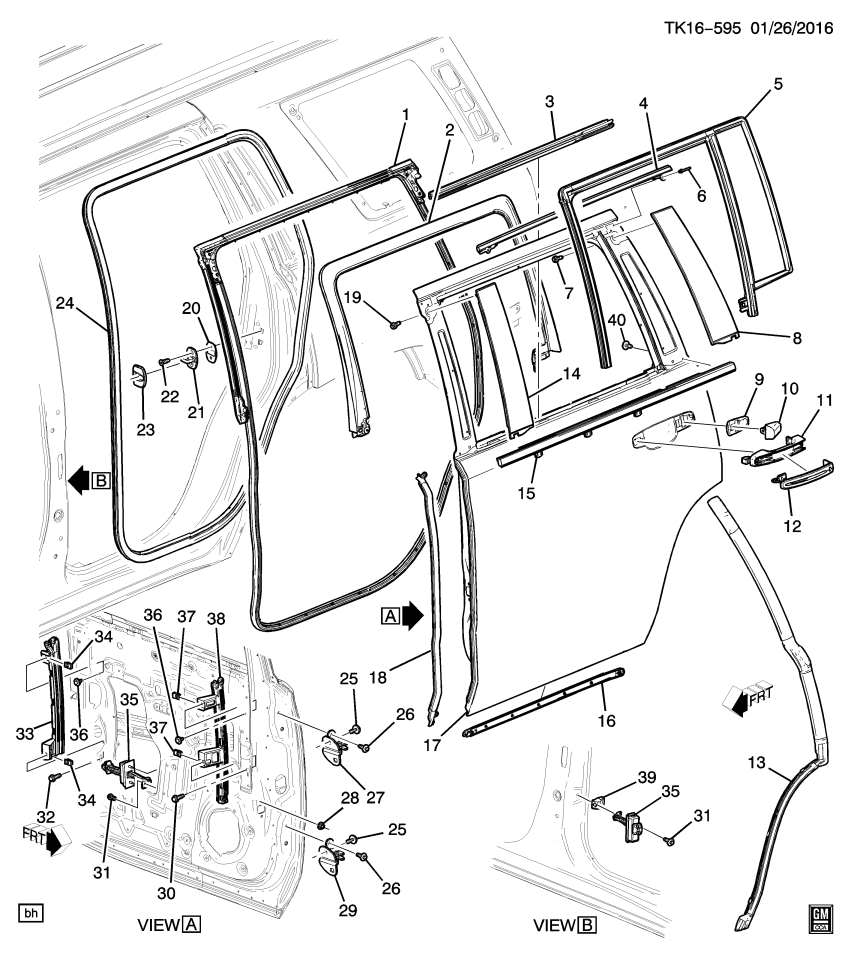 GM 23253594 Weatherstrip Asm-Rear Side Door Lower Auxiliary