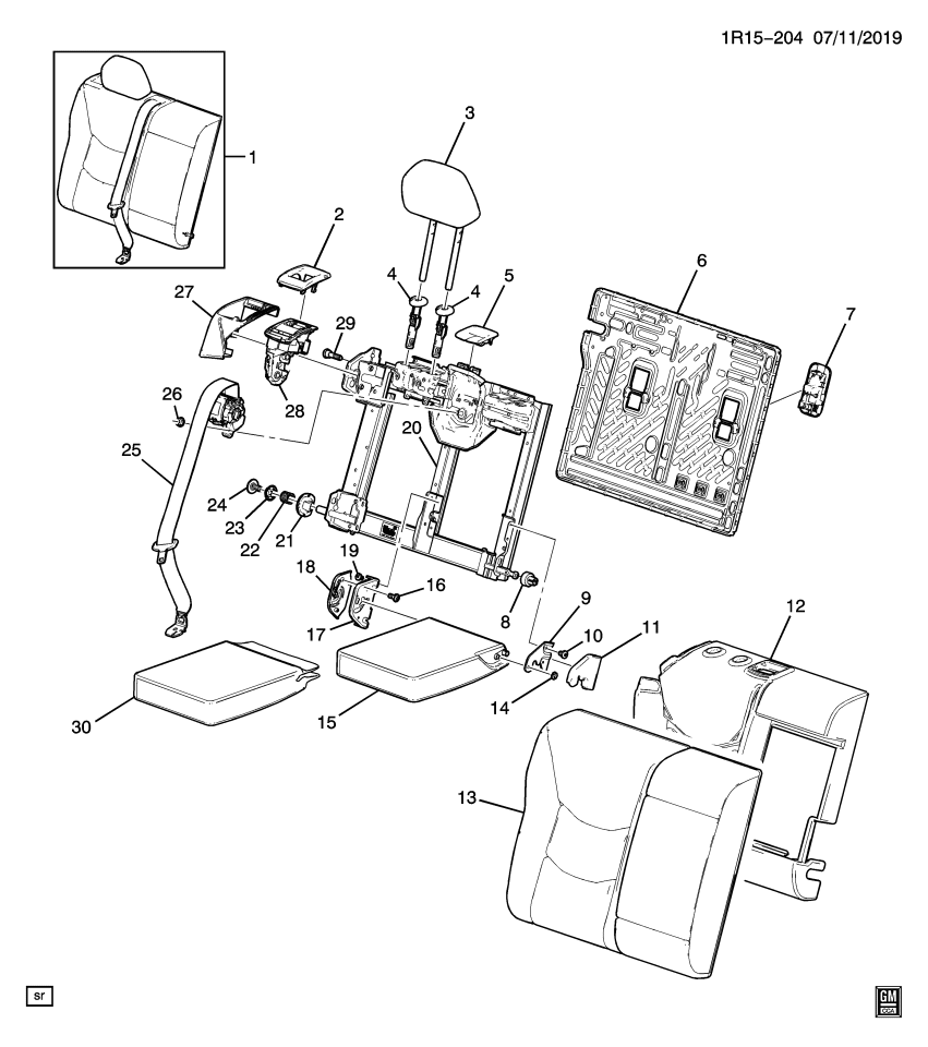 GM 84031476 Clip-Rear Seat Armrest