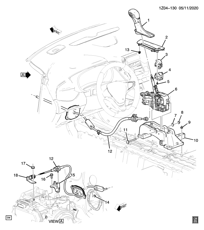 GM 84853757 LEVER ASM-A/TRNS RANGE SEL LVR CBL