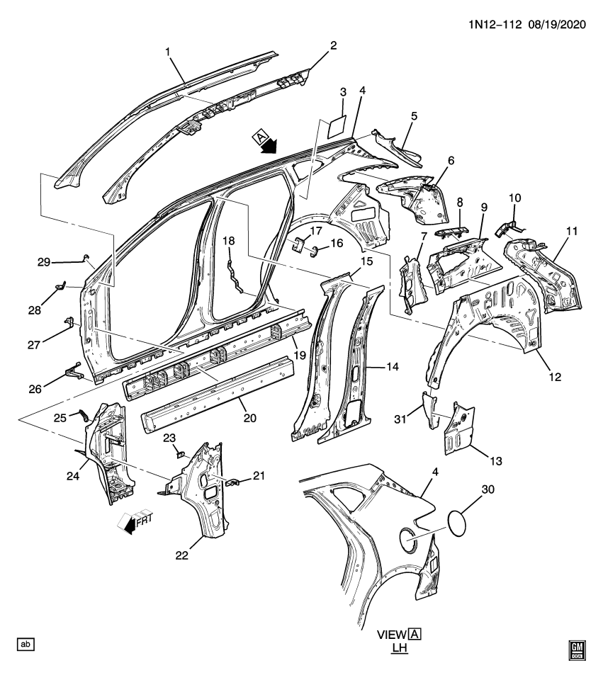 GM 84106729 FILLER-BODY SI INR LWR PNL