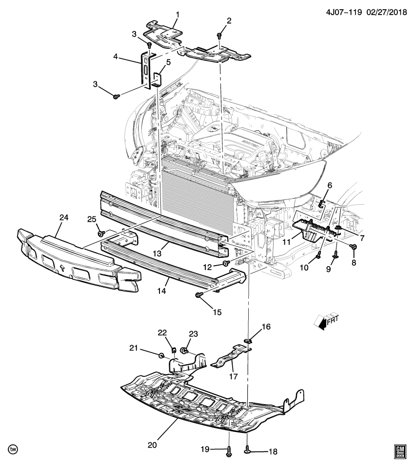 GM 42422266 Bracket Asm-Underbody Rear Air Outer Deflector