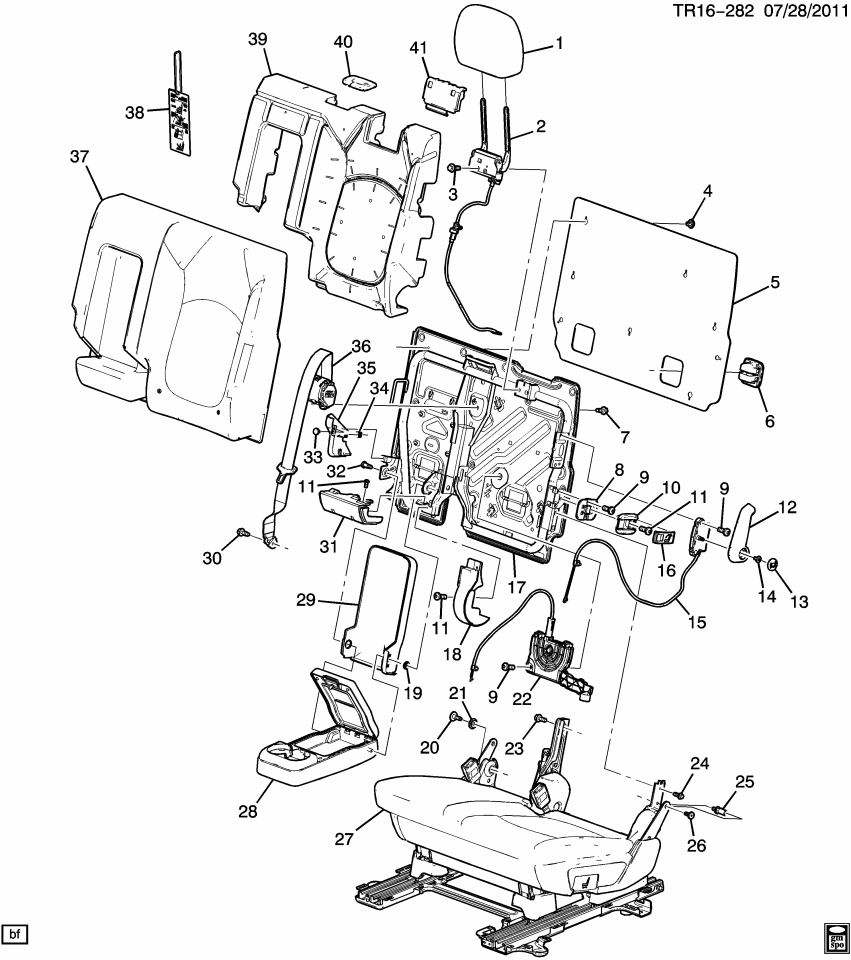 GM 23486058 Cover Asm-Rear Seat Back *Titanium