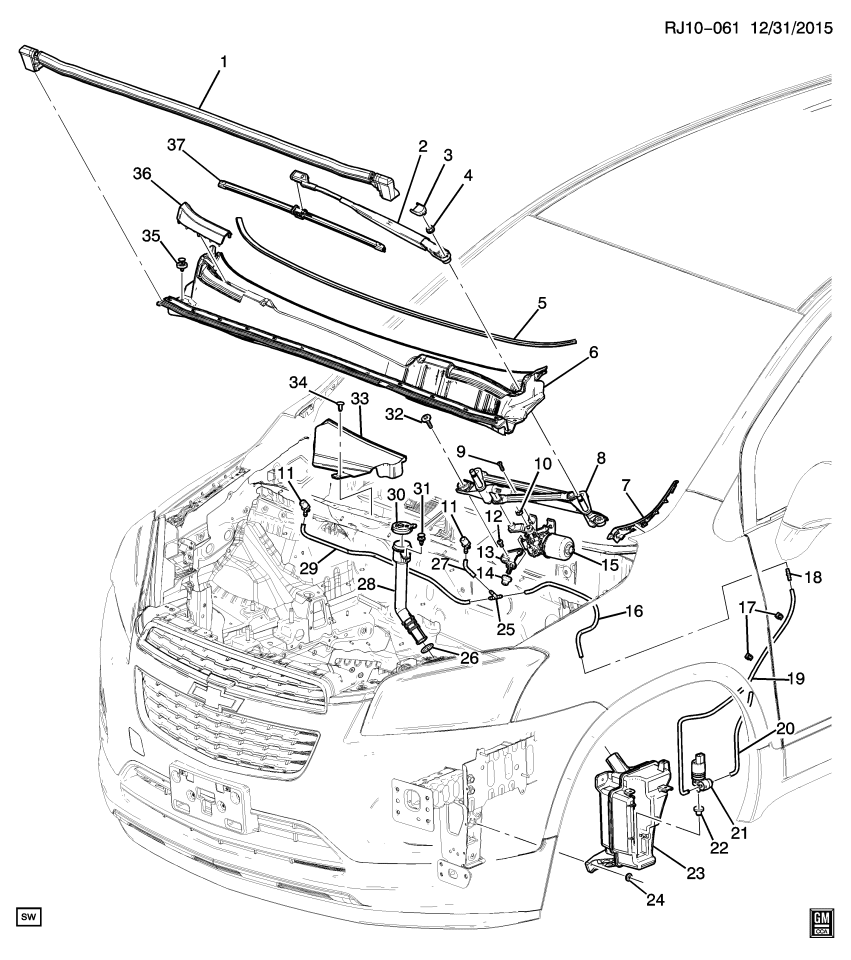 GM 95248722 Hose-Rear Window Washer Pump