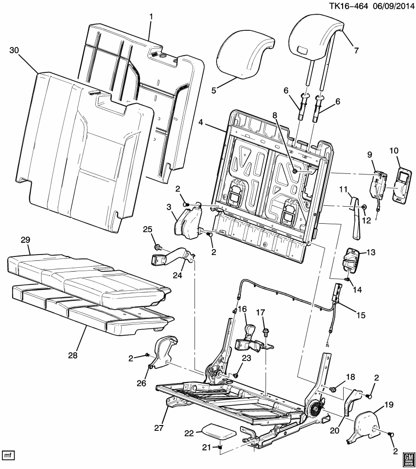 GM 23482460 Retainer-3rd Row Seat Cushion