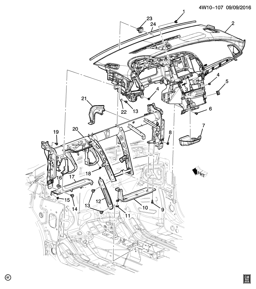 GM 13349672 RETAINER-I/P CTR UPR MLDG