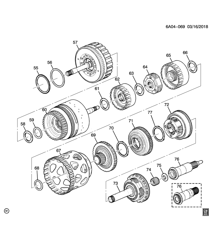 GM 24277407 Washer-1-3-5-6-7 Clutch Thrust Bearing (Selective)*Brown