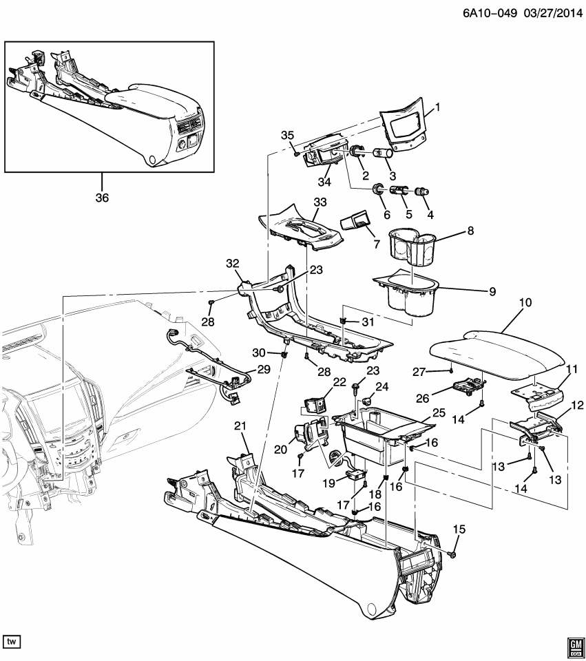 GM 23307549 Armrest Asm-Front Floor Console *Black
