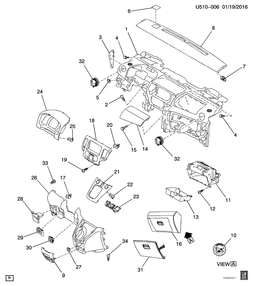 GM 19316140 Bolt, Instrument Panel Trim Panel Outer