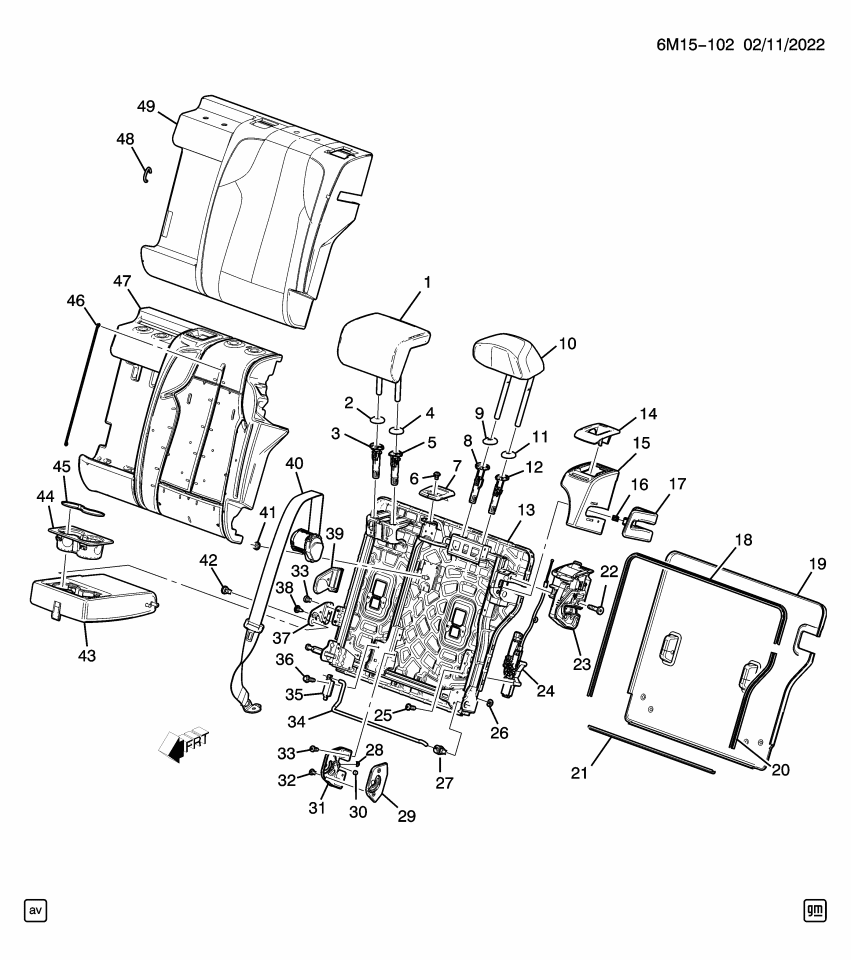 GM 85599121 FRAME ASM-R/SEAT BK