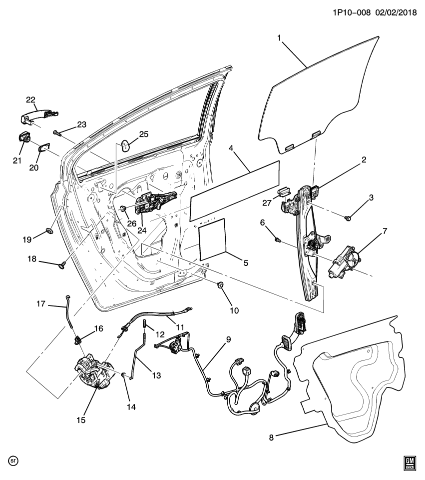 GM 84317532 BUSHING-RR S/D WDO REG LIFT ARM PIV SHF