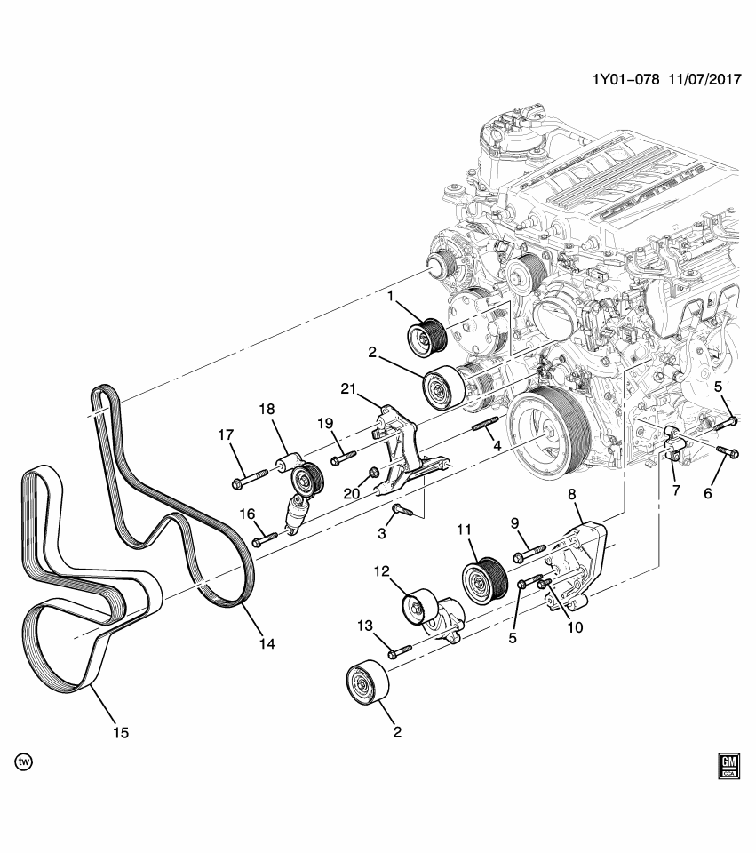 GM 12688472 Bracket-Supercharge Belt Tensioner