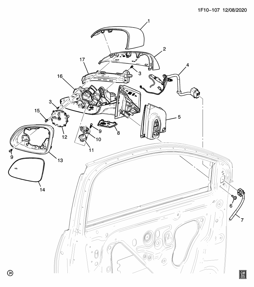 GM 42800086 HOUSING ASM-O/S RR VIEW MIR *SERV PRIMER
