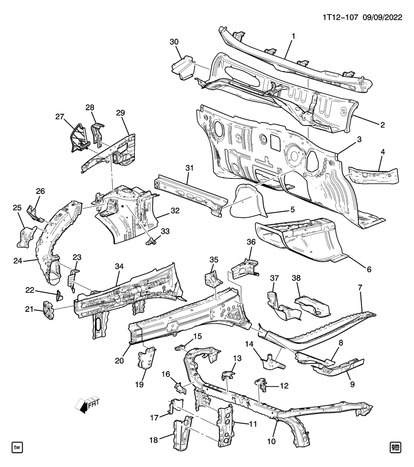 GM 60007989 PLATE ASM-BODY FRT BPR IMP BAR ANC