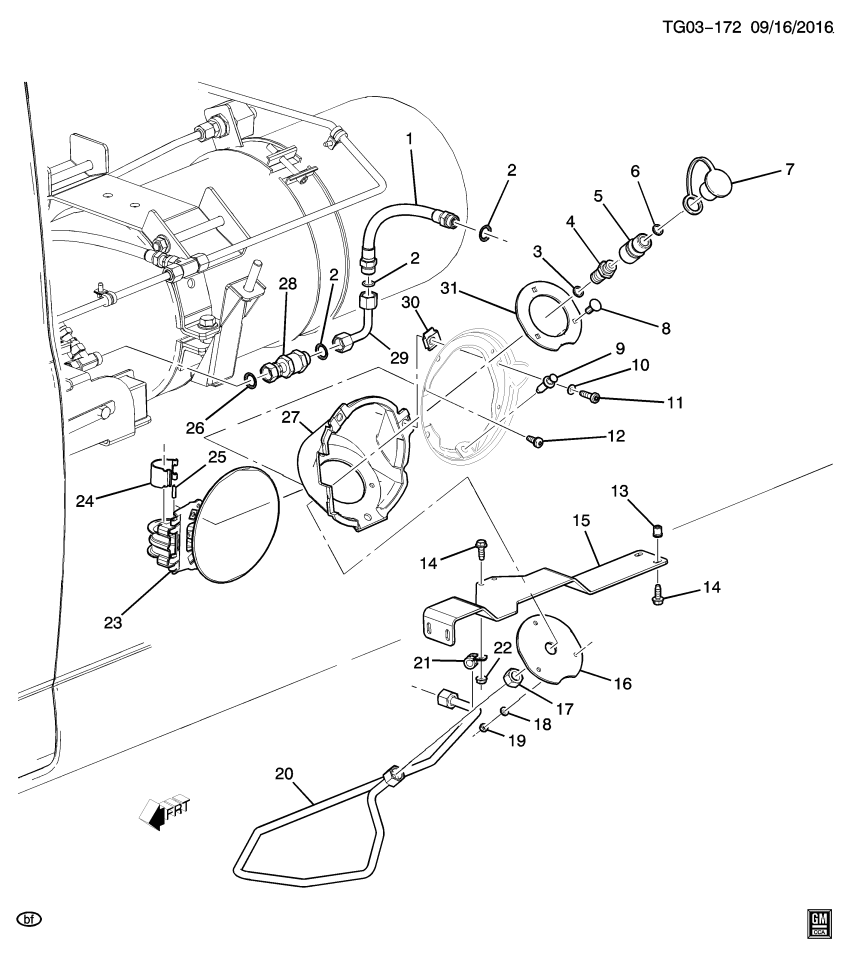 GM 19353800 NUT, FUEL FEED & RTN FRT HARN BRKT