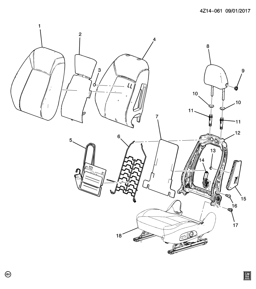 GM 13508822 Frame Asm-Front Seat Back