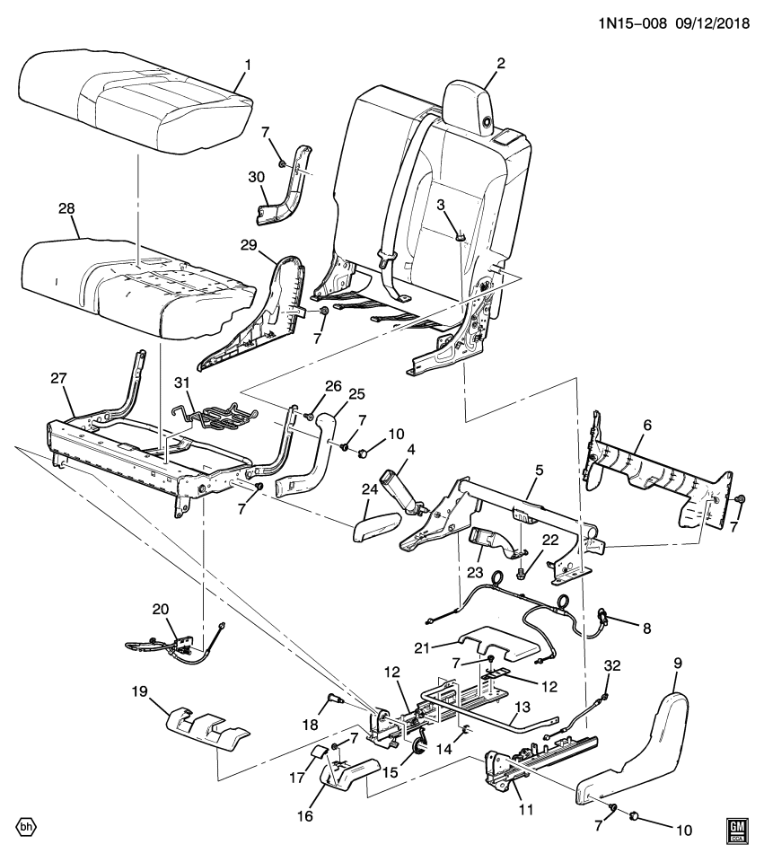 GM 13524060 Cable Asm-Rear Seat Latch
