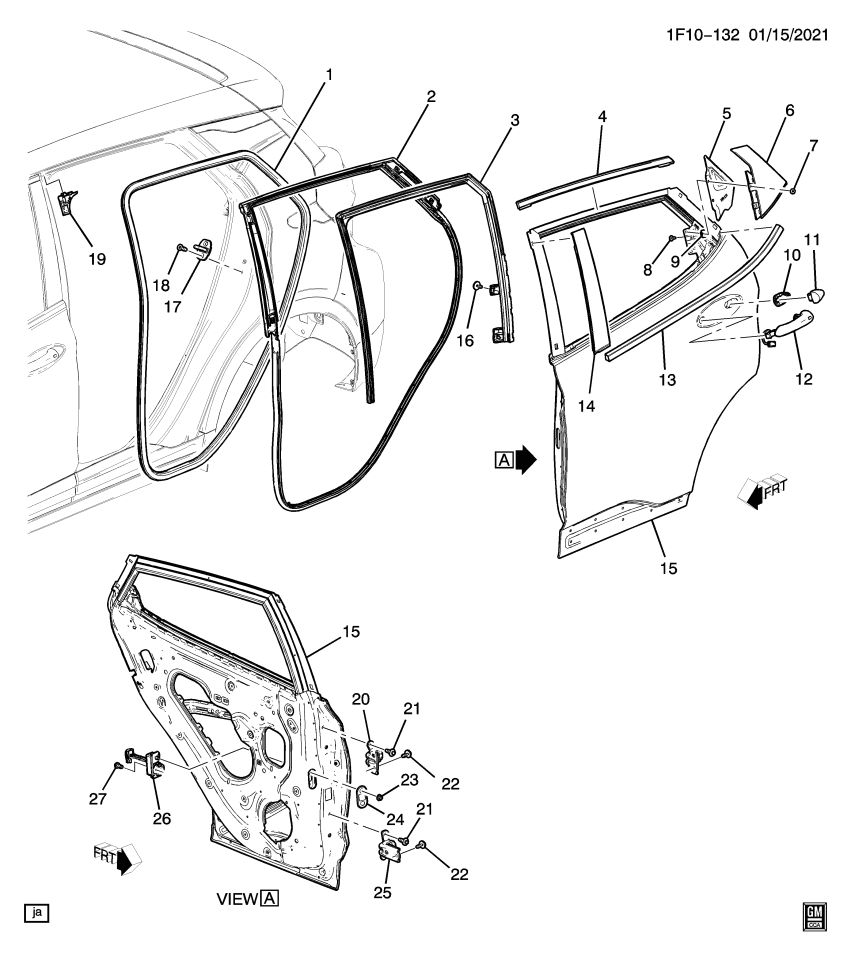 GM 42597344 Deflector Asm-Auxiliary Rear Side Door Water