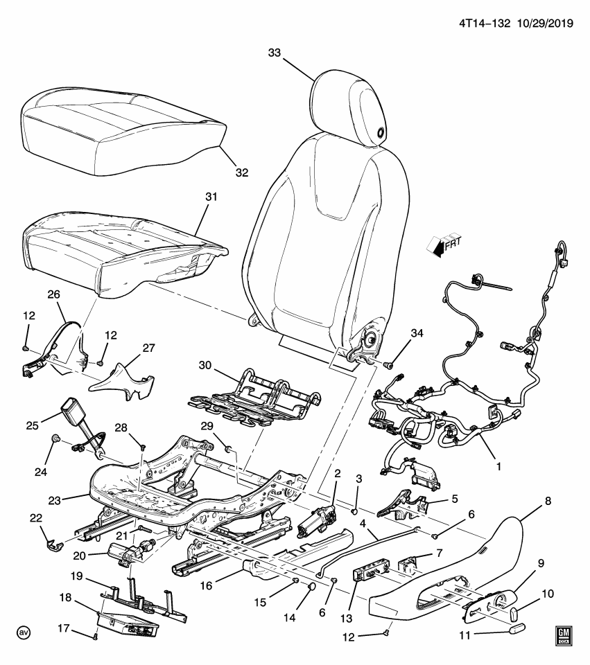 GM 13555984 ACTUATOR,F/SEAT TILT ADJR