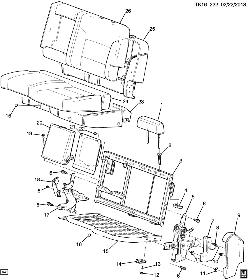 GM 22967748 Restraint Asm-Rear Seat Head *Grey