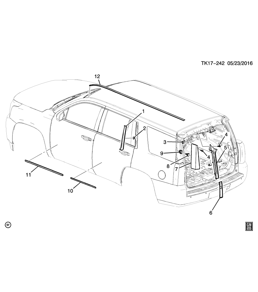 GM 22933623 Retainer-Back Body Opening Side Molding