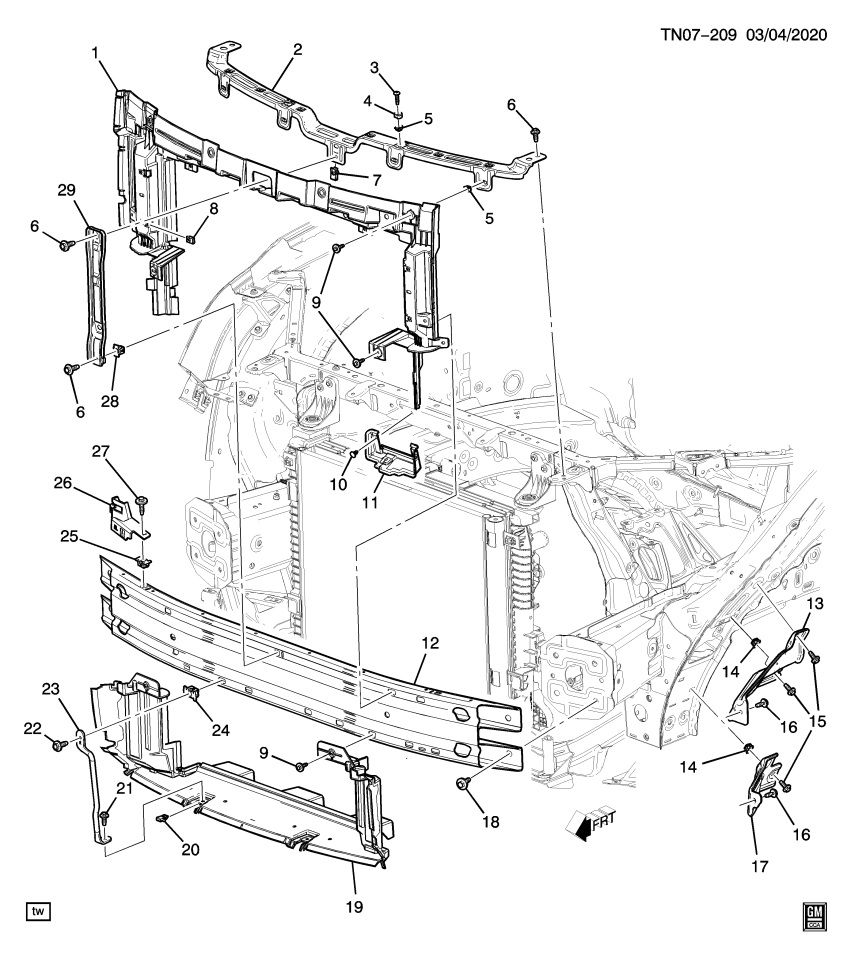 GM 84453684 BRACKET ASM-FRT BPR FASCIA LWR