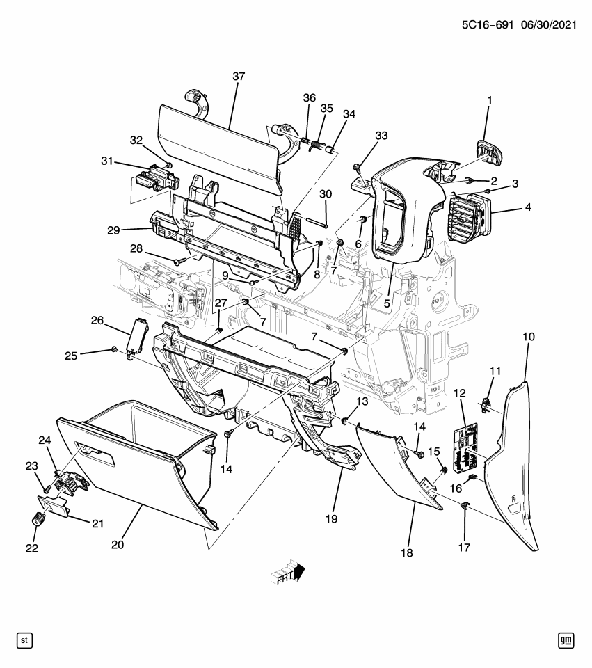 GM 85531395 FRAME ASM-I/P COMPT DR OPG *BLACK